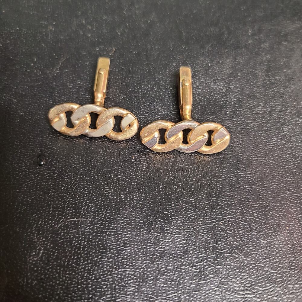 Vintage Swank Cuban link chain gold silver cuff links